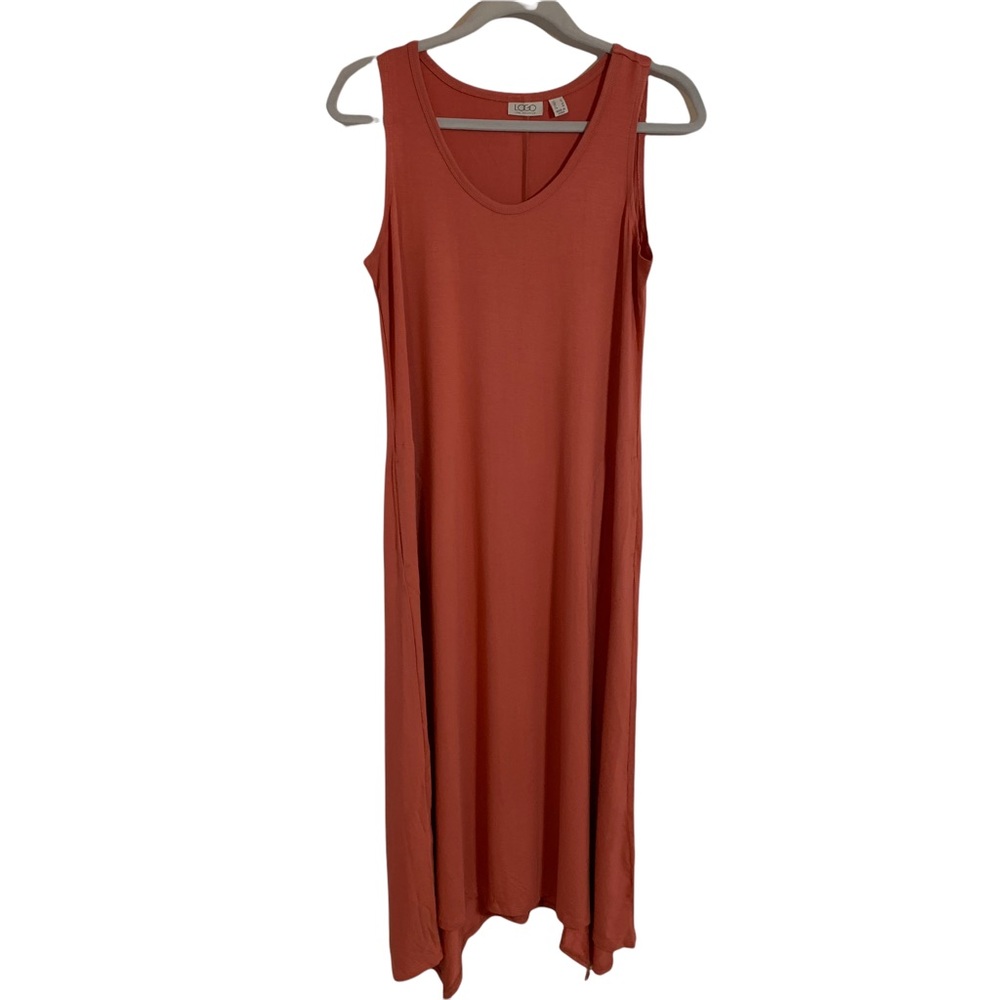 LOGO Lori Goldstein Jacquard‎ Tank Dress Asymmetric Hem Pink S A347654.
